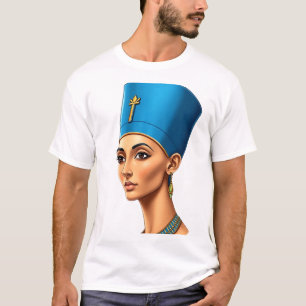 Camiseta Ilustração da Rainha Nefertiti Egípcia