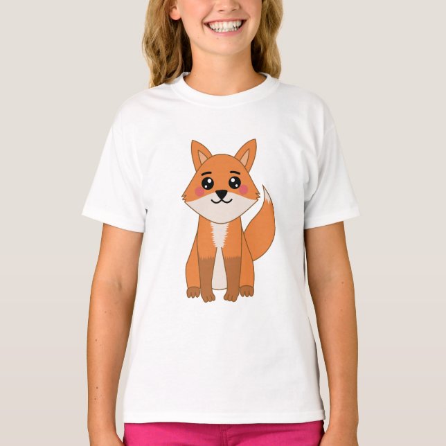 Camiseta Ilustração da Raposa Laranja Kawaii Cute (Frente)