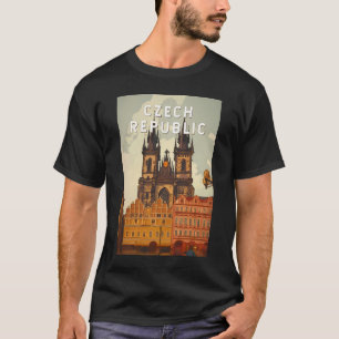 Camiseta Ilustração da República Tcheca Viagem Arte Vintage