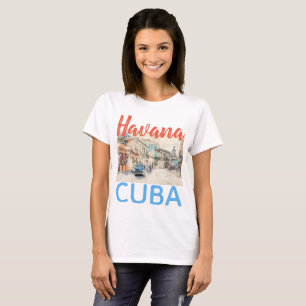 Camiseta Ilustração da rua do carro vintage de Havana Cub