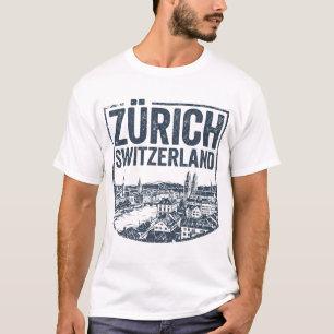 Camiseta Ilustração da Silhueta da Cidade de Zurique Suíça