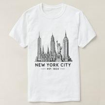 Ilustração da Silhueta de Nova York com Estátua da