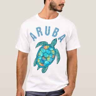 Camiseta Ilustração da Tartaruga Marinha da Praia de Aruba