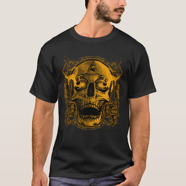 Camiseta Ilustração da Tatuagem do Crânio (Frente)