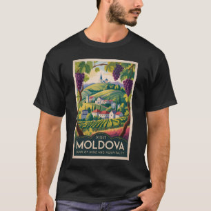 Camiseta Ilustração da Vinícola da Moldávia Viagem Arte Vin