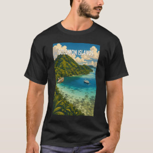 Camiseta Ilustração das Ilhas Salomão Viagem Arte Vintage