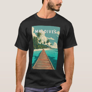 Camiseta Ilustração das Maldivas Arte de Viagem Vintage