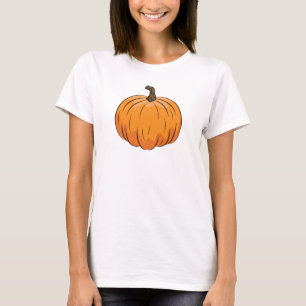 Camiseta Ilustração de Abóbora Laranja de Desenho Animado