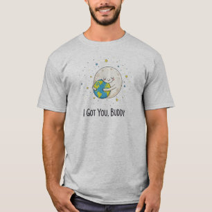 Camiseta Ilustração de Abraço da Lua e da Terra Fofa com