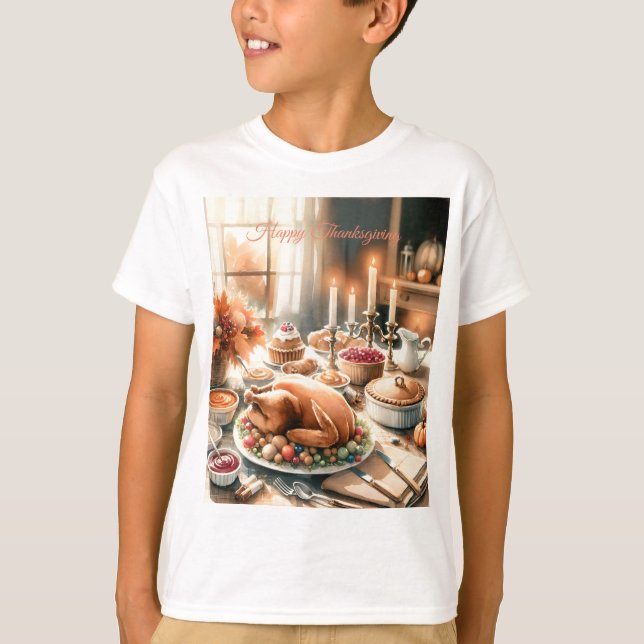 Camiseta Ilustração de Ação de Graças de Aquarela (Frente)