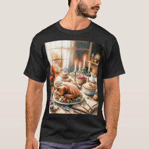 Camiseta Ilustração de Ação de Graças de Aquarela