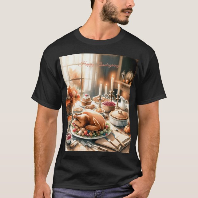 Camiseta Ilustração de Ação de Graças de Aquarela (Frente)
