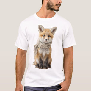 Camiseta Ilustração de adorável raposa bebê com cachecol de