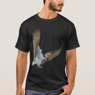 Camiseta Ilustração de Águia-Pescadora em Pixel Art em Voo