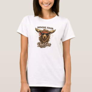 Camiseta Ilustração de Alce Engraçado Cabelo Não Liga