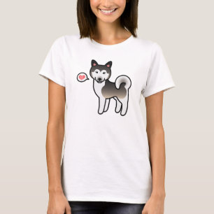 Camiseta Ilustração de Amor por Cão Malamute da Cinza Wolf 