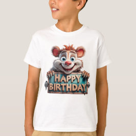 Camiseta Ilustração de Aniversário Feliz de Desenho Animado