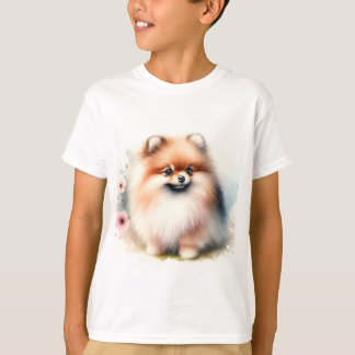Camiseta Ilustração de aquarela da Pomerânia Cuta