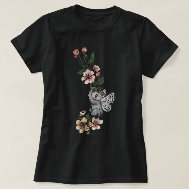 Camiseta Ilustração De Aquarela De Beary Koala Botânica Cut (Frente do Design)