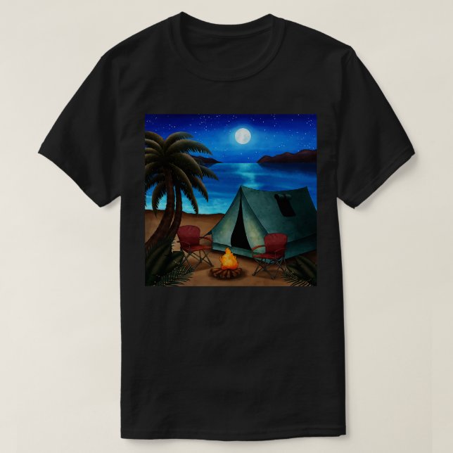 Camiseta Ilustração de Aquarela Noturna de Verão (Frente do Design)