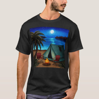 Camiseta Ilustração de Aquarela Noturna de Verão
