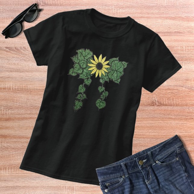 Camiseta Ilustração de Arco de girassol Garden Girl (Criador carregado)