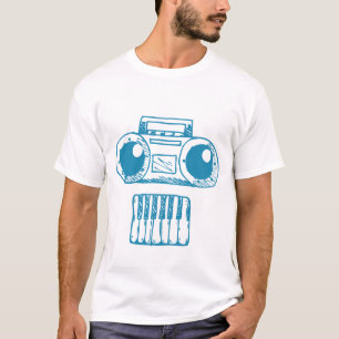 Camiseta Ilustração de Arte Branca de Instrumentos Musicais