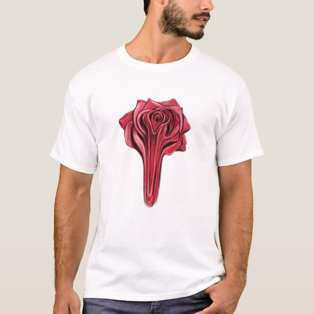 Camiseta Ilustração de Arte de Conceito de Rosa vermelha Lí (Frente)