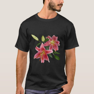 Camiseta Ilustração de Arte de Flores de Lírios Tiger