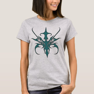 Camiseta Ilustração de Arte em Linha Tribal de Aquamarina F