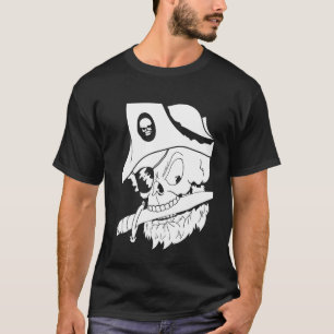 Camiseta Ilustração de Arte Negra Moderna Grunge Crânio Pir