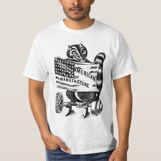 Camiseta Ilustração de Arte Política Americana Racoon (Frente)