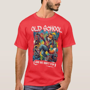 Camiseta Ilustração de Arte Urbana de Raposa DJ Old School