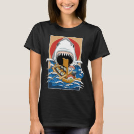 Camiseta Ilustração de Ataque a Tushi Shark