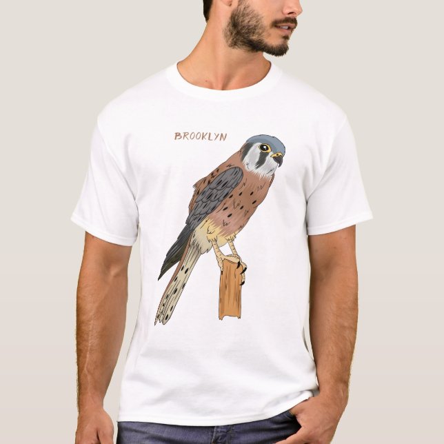 Camiseta Ilustração de ave do Kestrel Americano (Frente)