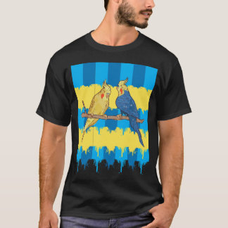 Camiseta Ilustração de Aves Tropicais Coloridas.