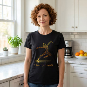 Camiseta Ilustração de Bailarina do Ballet Dourado: Graça e