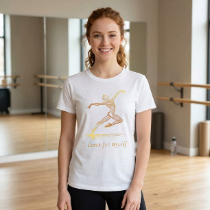 Camiseta Ilustração de Bailarina do Ballet Dourado: Graça e