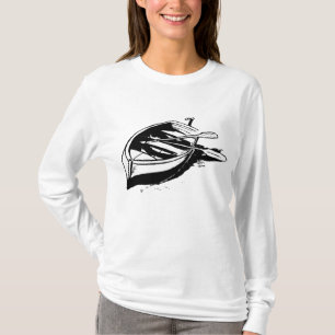 Camiseta Ilustração de Barco a Remo Náutico Preto e Branco