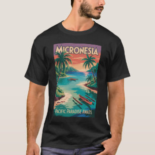 Camiseta Ilustração de Barcos da Micronésia Arte de Viagem