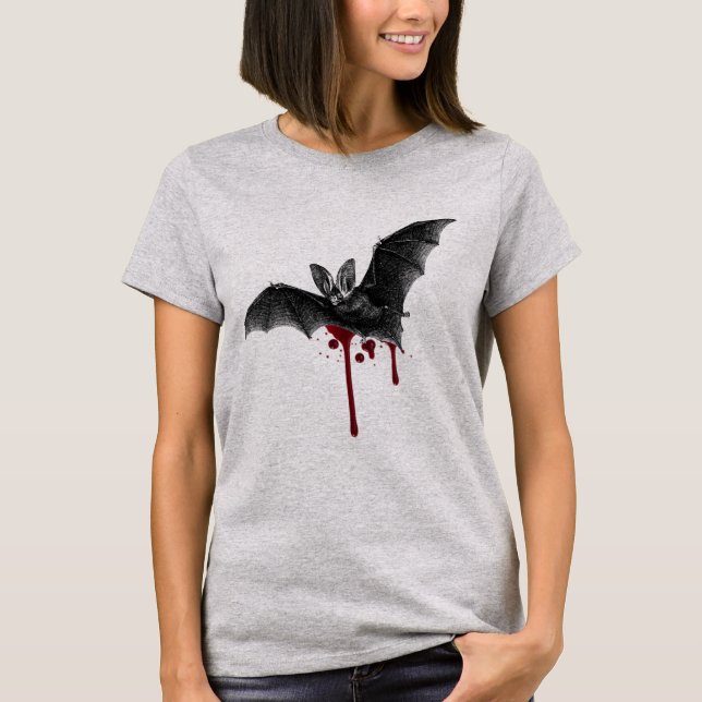 Camiseta Ilustração de Bat vitoriano com espalhadores sangu (Frente)