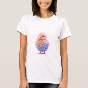 Camiseta Ilustração de Bebê Passarinho Fluffy Arco-Íris par