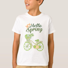 Camiseta Ilustração de Bicicleta Vintage Olá Primavera