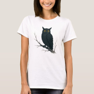 Camiseta Ilustração de Black Owl Meia-Noite - Misteriosa