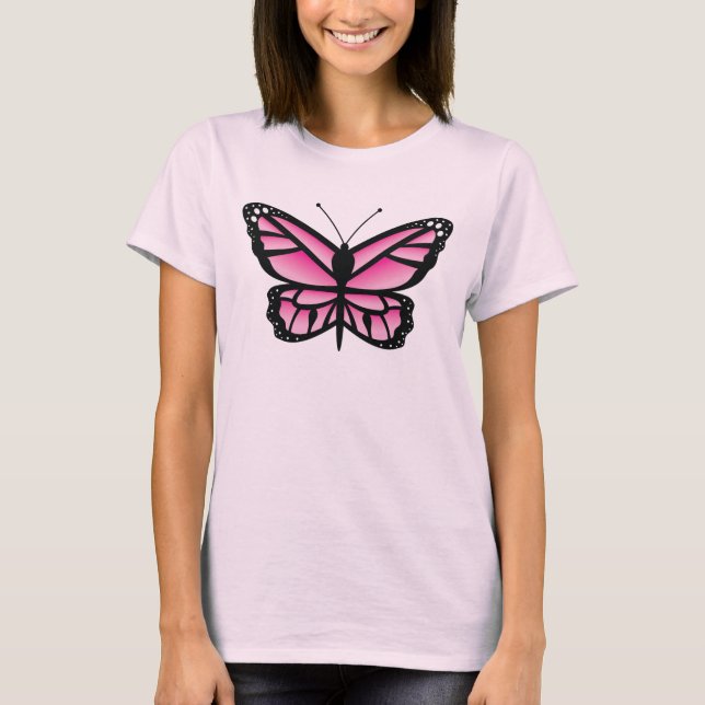 Camiseta Ilustração de Borboleta Rosa (Frente)