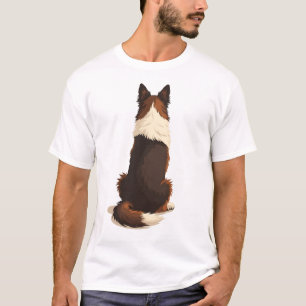 Camiseta Ilustração de Border Collie Antigo por Trás