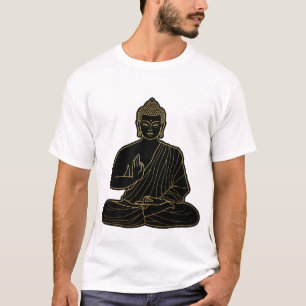 Camiseta Ilustração de Buda Gautama preto e amarelo, Ouro