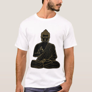 Camiseta Ilustração de Buda Gautama preto e amarelo, Ouro