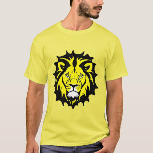 Camiseta Ilustração de Cabeça de Leão de Desenho Animado em