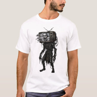 Camiseta Ilustração de Cabeça de TV CRT Retro Pesadelo Fant